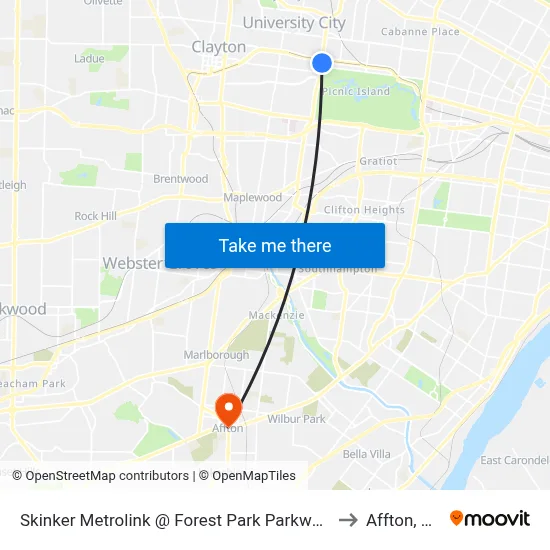 Skinker Metrolink @ Forest Park Parkway Sb to Affton, MO map