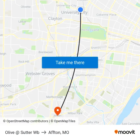 Olive @ Sutter Wb to Affton, MO map