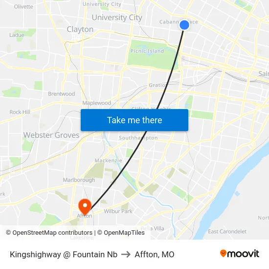 Kingshighway @ Fountain Nb to Affton, MO map