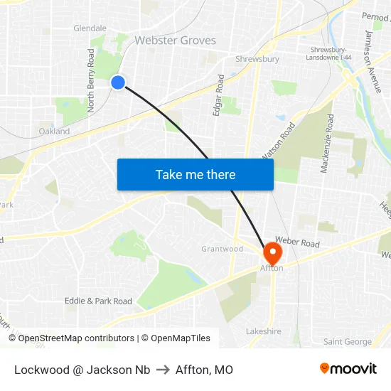 Lockwood @ Jackson Nb to Affton, MO map