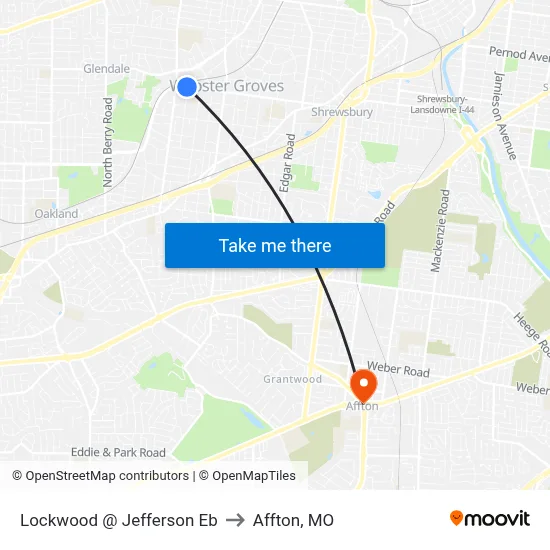 Lockwood @ Jefferson Eb to Affton, MO map