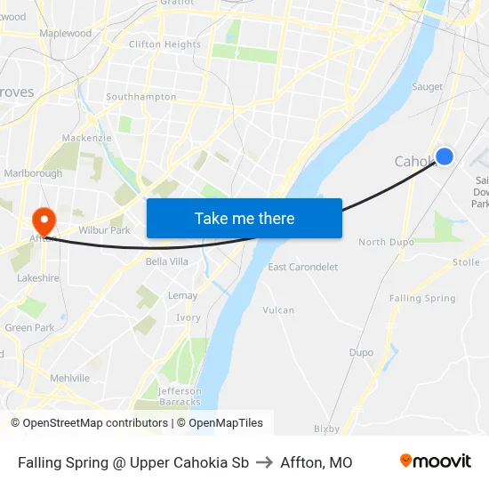 Falling Spring @ Upper Cahokia Sb to Affton, MO map