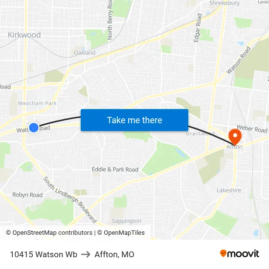 10415 Watson Wb to Affton, MO map