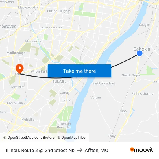 Illinois Route 3 @ 2nd Street Nb to Affton, MO map