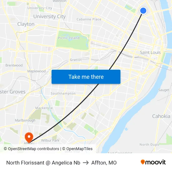 North Florissant @ Angelica Nb to Affton, MO map