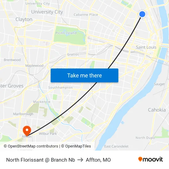 North Florissant @ Branch Nb to Affton, MO map