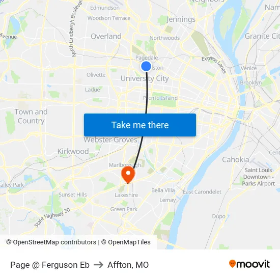 Page @ Ferguson Eb to Affton, MO map
