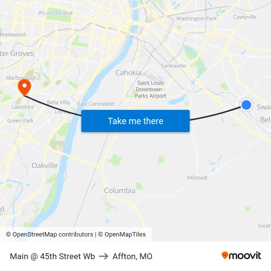 Main @ 45th Street Wb to Affton, MO map