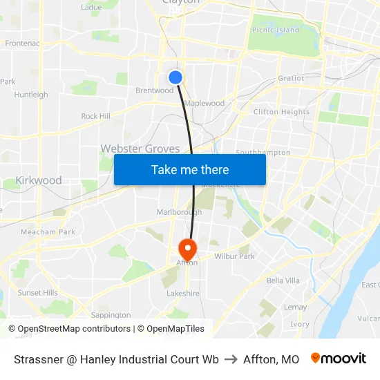 Strassner @ Hanley Industrial Court Wb to Affton, MO map