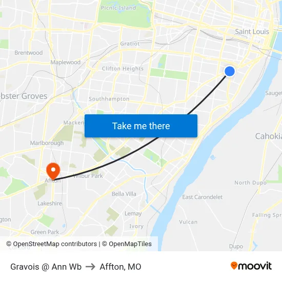 Gravois @ Ann Wb to Affton, MO map