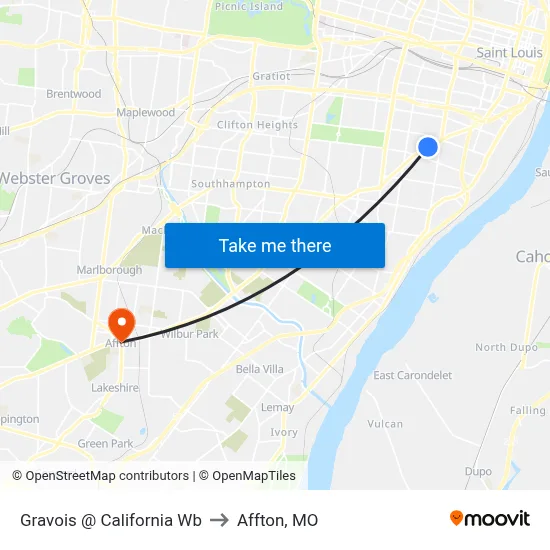 Gravois @ California Wb to Affton, MO map