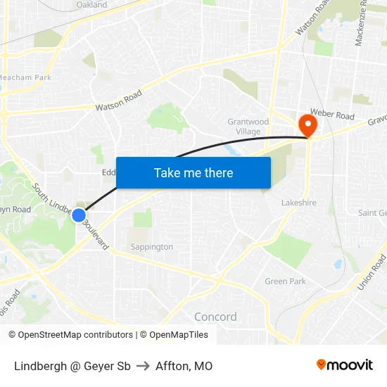 Lindbergh @ Geyer Sb to Affton, MO map