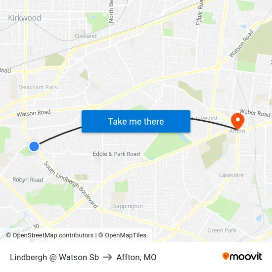 Lindbergh @ Watson Sb to Affton, MO map