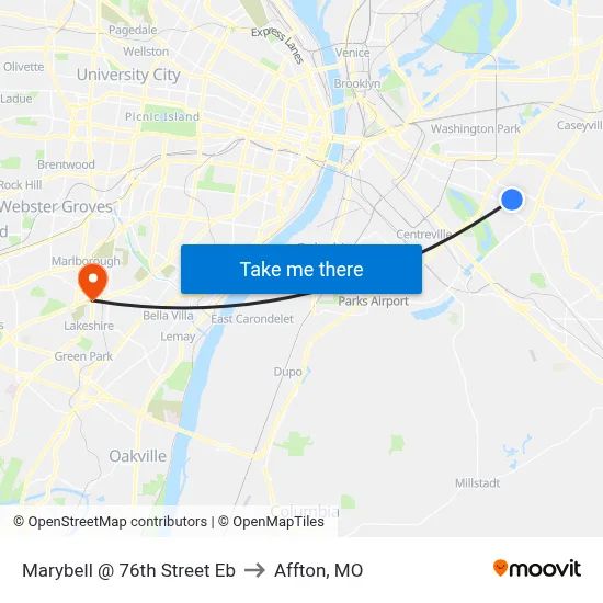Marybell @ 76th Street Eb to Affton, MO map