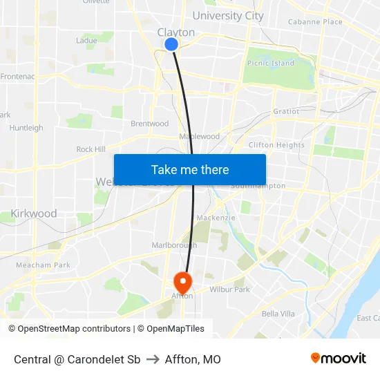 Central @ Carondelet Sb to Affton, MO map