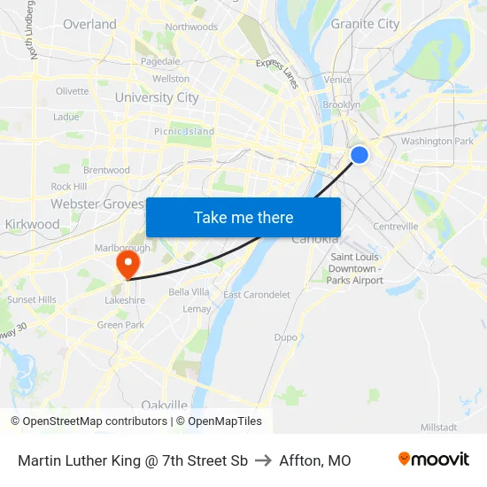Martin Luther King @ 7th Street Sb to Affton, MO map