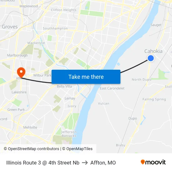 Illinois Route 3 @ 4th Street Nb to Affton, MO map