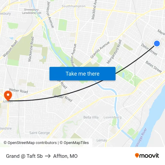 Grand @ Taft Sb to Affton, MO map