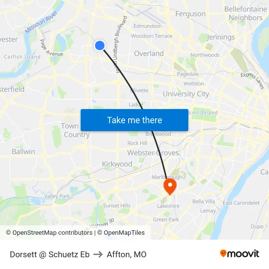 Dorsett @ Schuetz Eb to Affton, MO map