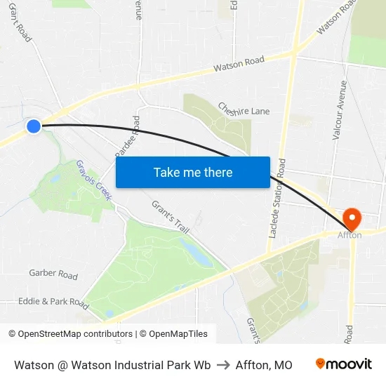 Watson @ Watson Industrial Park Wb to Affton, MO map