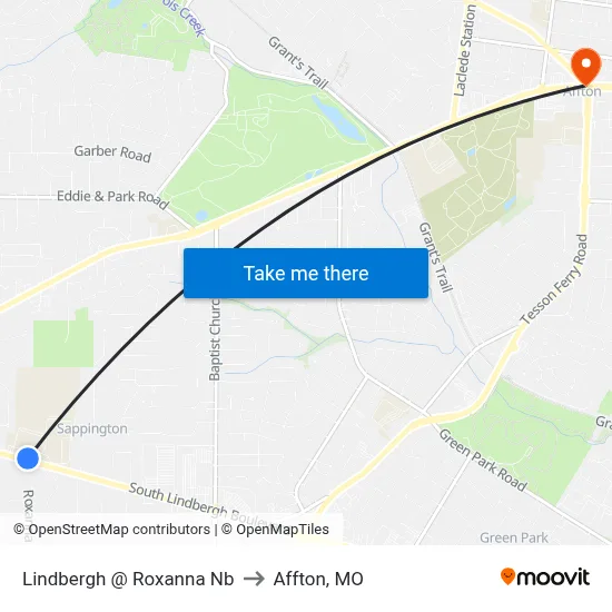 Lindbergh @ Roxanna Nb to Affton, MO map