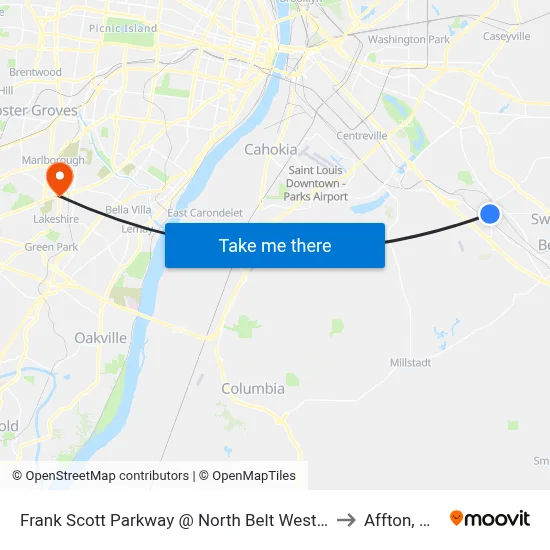 Frank Scott Parkway @ North Belt West Nb to Affton, MO map