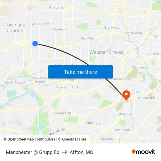 Manchester @ Grupp Eb to Affton, MO map