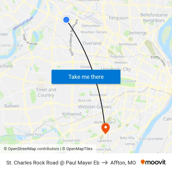 St. Charles Rock Road @ Paul Mayer Eb to Affton, MO map