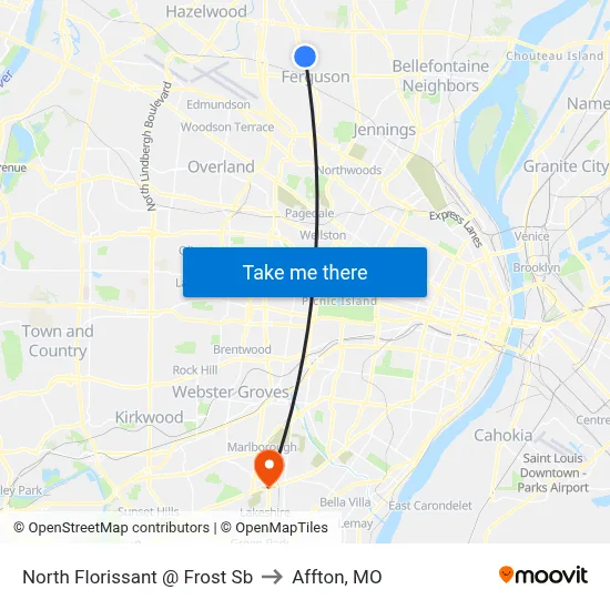 North Florissant @ Frost Sb to Affton, MO map