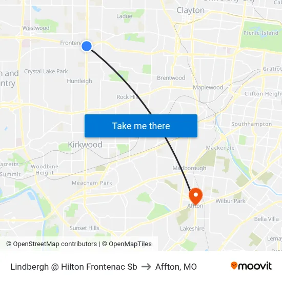 Lindbergh @ Hilton Frontenac Sb to Affton, MO map