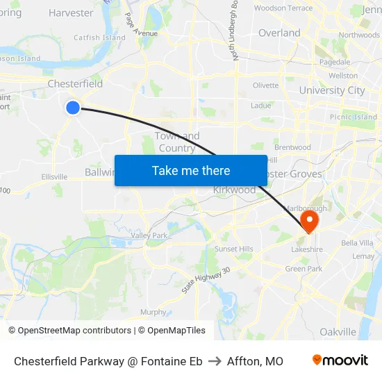 Chesterfield Parkway @ Fontaine Eb to Affton, MO map