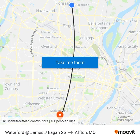 Waterford @ James J Eagan Sb to Affton, MO map