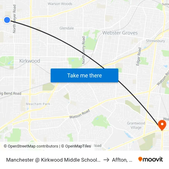 Manchester @ Kirkwood Middle School Wb to Affton, MO map