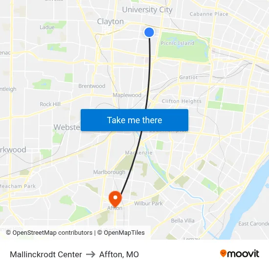 Mallinckrodt Center to Affton, MO map