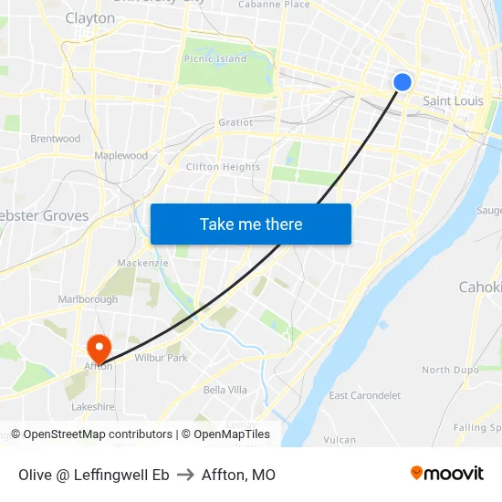 Olive @ Leffingwell Eb to Affton, MO map