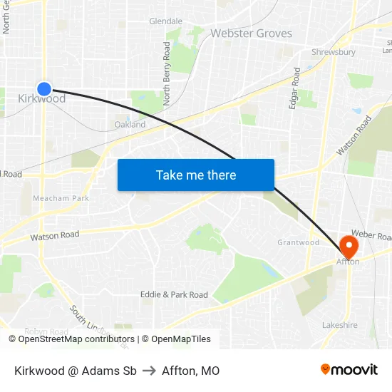Kirkwood @ Adams Sb to Affton, MO map