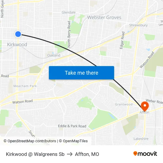 Kirkwood @ Walgreens Sb to Affton, MO map