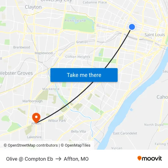 Olive @ Compton Eb to Affton, MO map