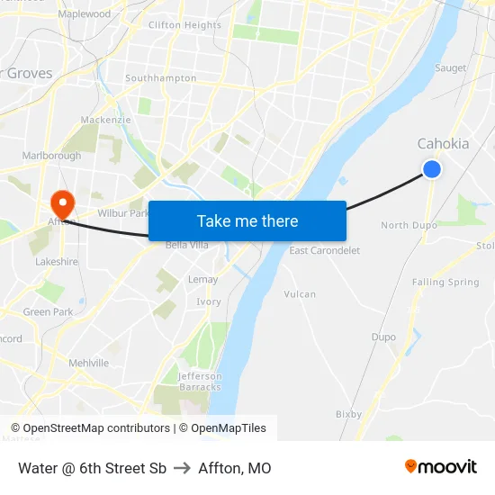 Water @ 6th Street Sb to Affton, MO map