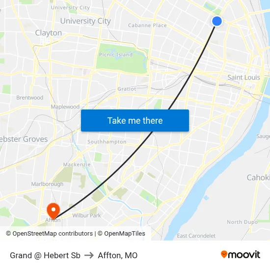 Grand @ Hebert Sb to Affton, MO map