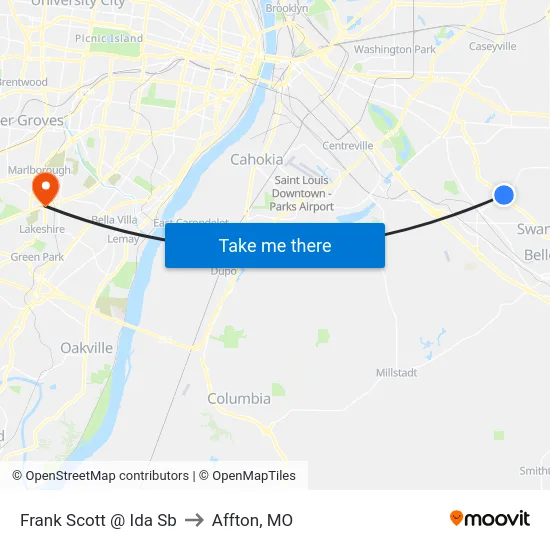 Frank Scott @ Ida Sb to Affton, MO map