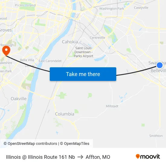 Illinois @ Illinois Route 161 Nb to Affton, MO map