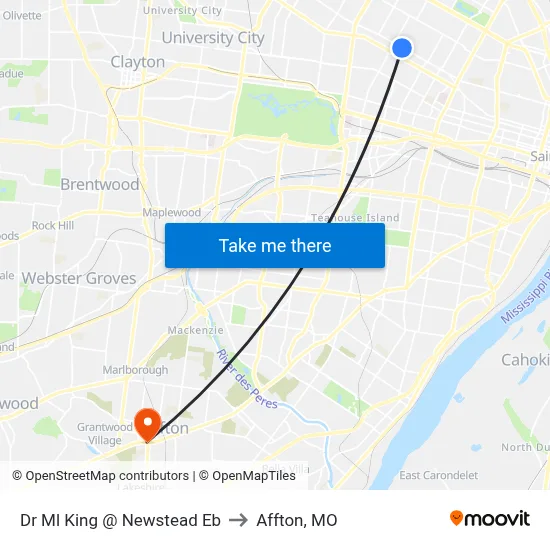 Dr Ml King @ Newstead Eb to Affton, MO map