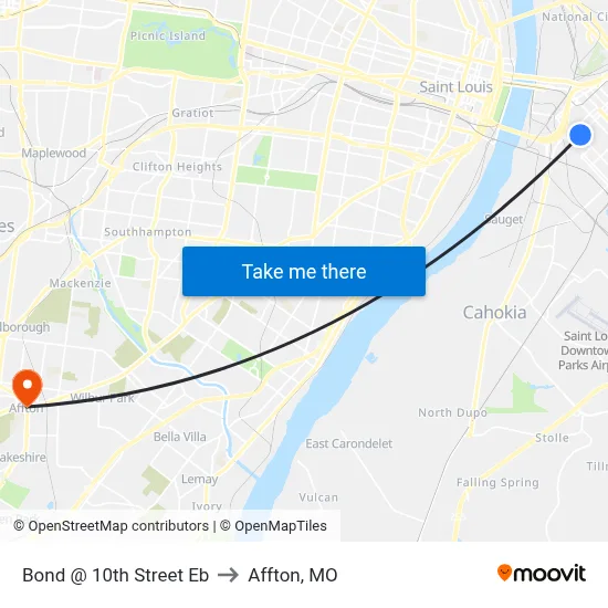 Bond @ 10th Street Eb to Affton, MO map