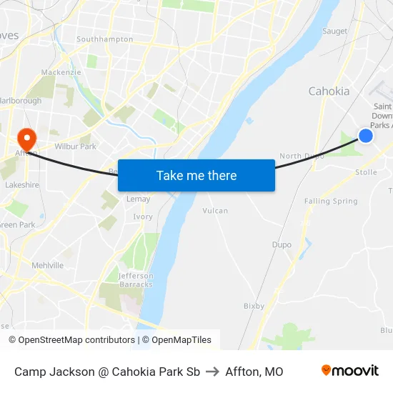 Camp Jackson @ Cahokia Park Sb to Affton, MO map