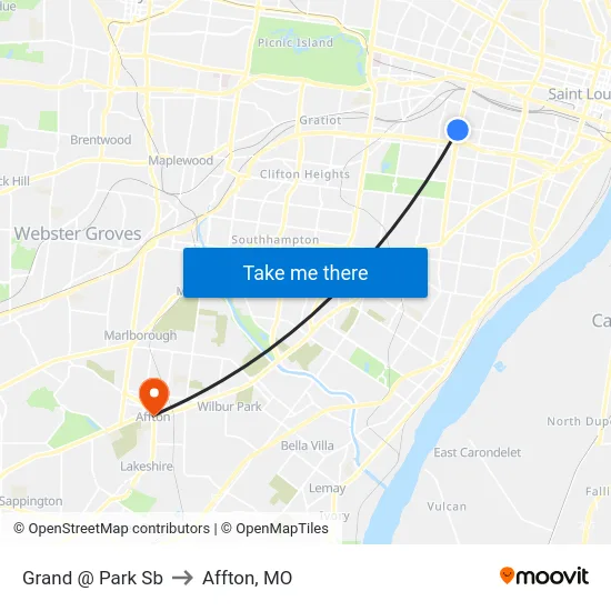Grand @ Park Sb to Affton, MO map