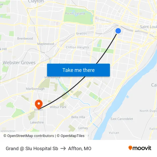 Grand @ Slu Hospital Sb to Affton, MO map