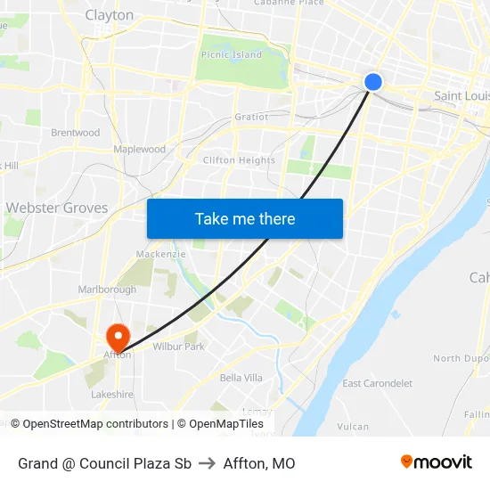 Grand @ Council Plaza Sb to Affton, MO map