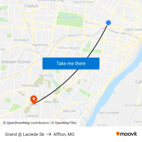 Grand @ Laclede Sb to Affton, MO map