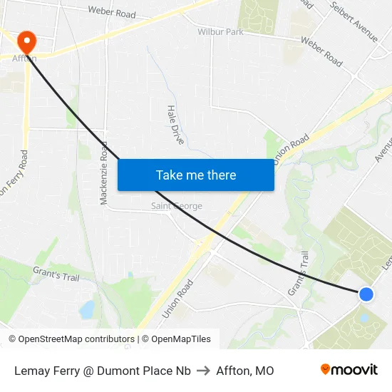 Lemay Ferry @ Dumont Place Nb to Affton, MO map